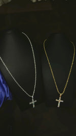 Gold Filled Diamond Cross Pendant on 3mm Rope Chain