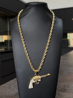 Gold Filled Revolver Pendant On A 6mm Rope Chain