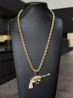 🎁 Gold Filled Revolver Pendant On A 6mm Rope Chain (100% off)