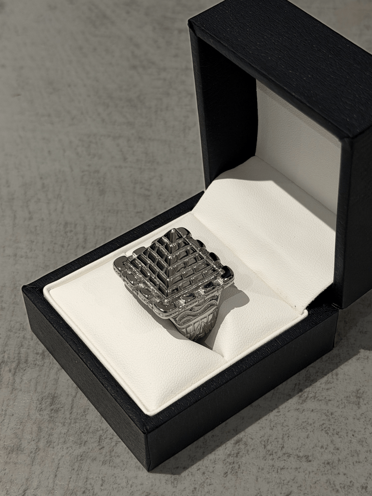 Silver Castle Pyramid Ring