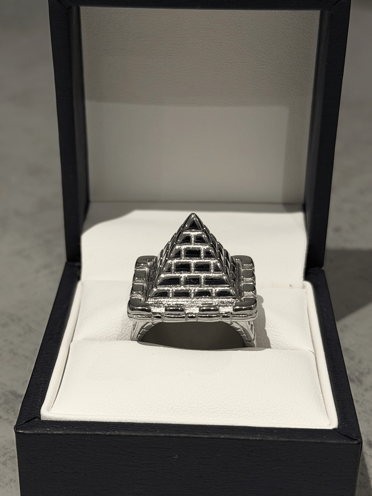 Silver Castle Pyramid Ring
