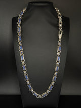 White gold filled blue diamond gypsy link belcher chain 10mm on bust