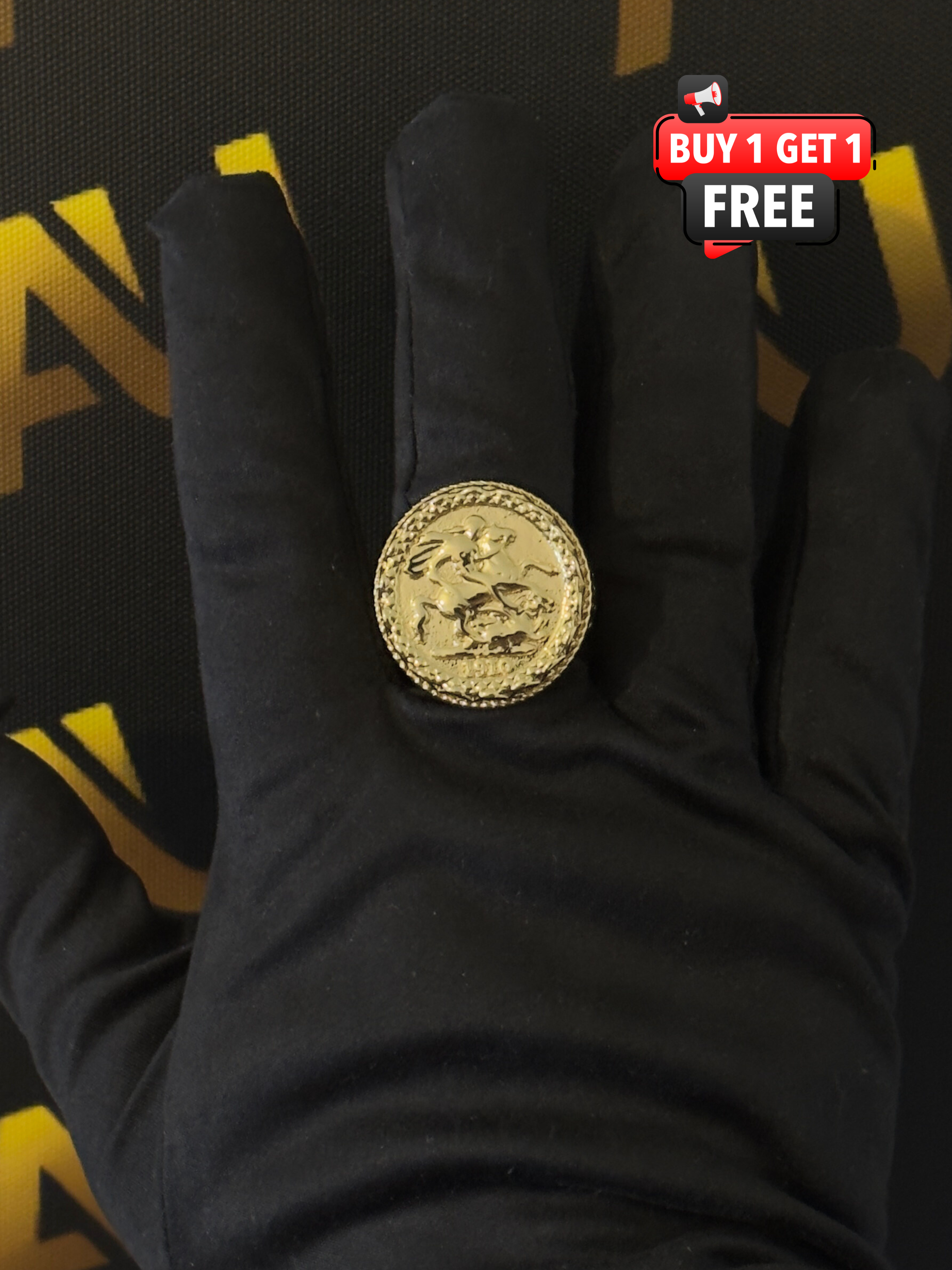 🎁 9ct Gold Filled Full Sovereign Ring (100% off)