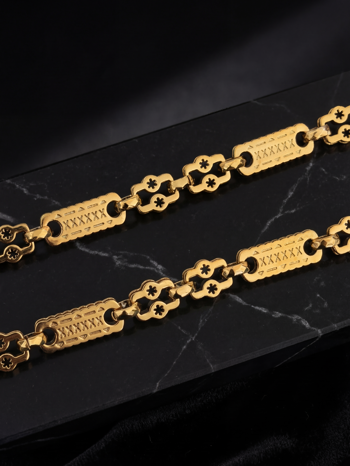 9ct Gold Filled Stars & Bars Chain 12mm