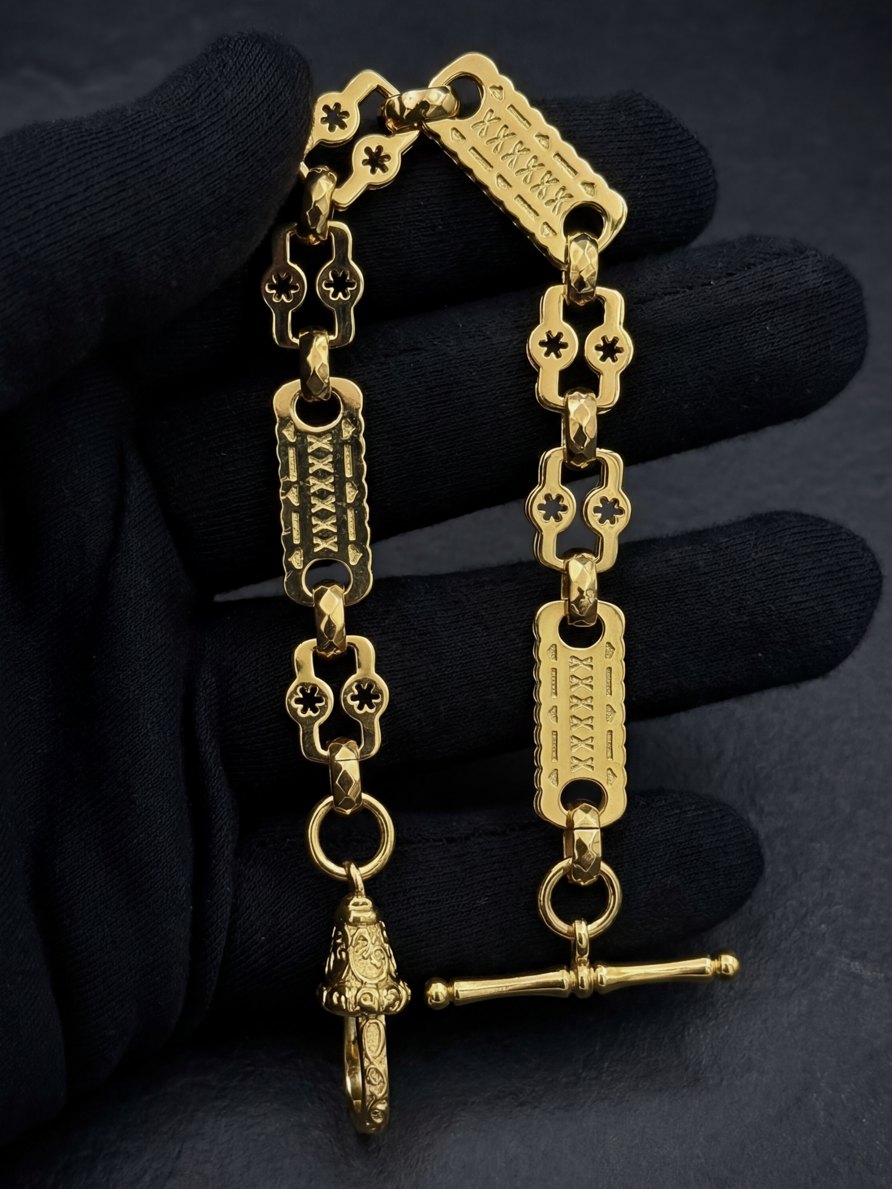 9ct Gold Filled Stars & Bars Bracelet 12mm