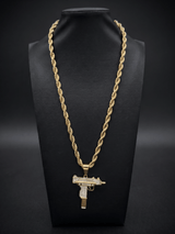 Gold Filled Uzi Pendant On A 6mm Rope Chain