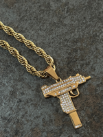 Gold Filled Uzi Pendant On A 6mm Rope Chain