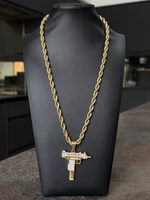 🎁 Gold Filled Uzi Pendant On A 6mm Rope Chain (100% off)