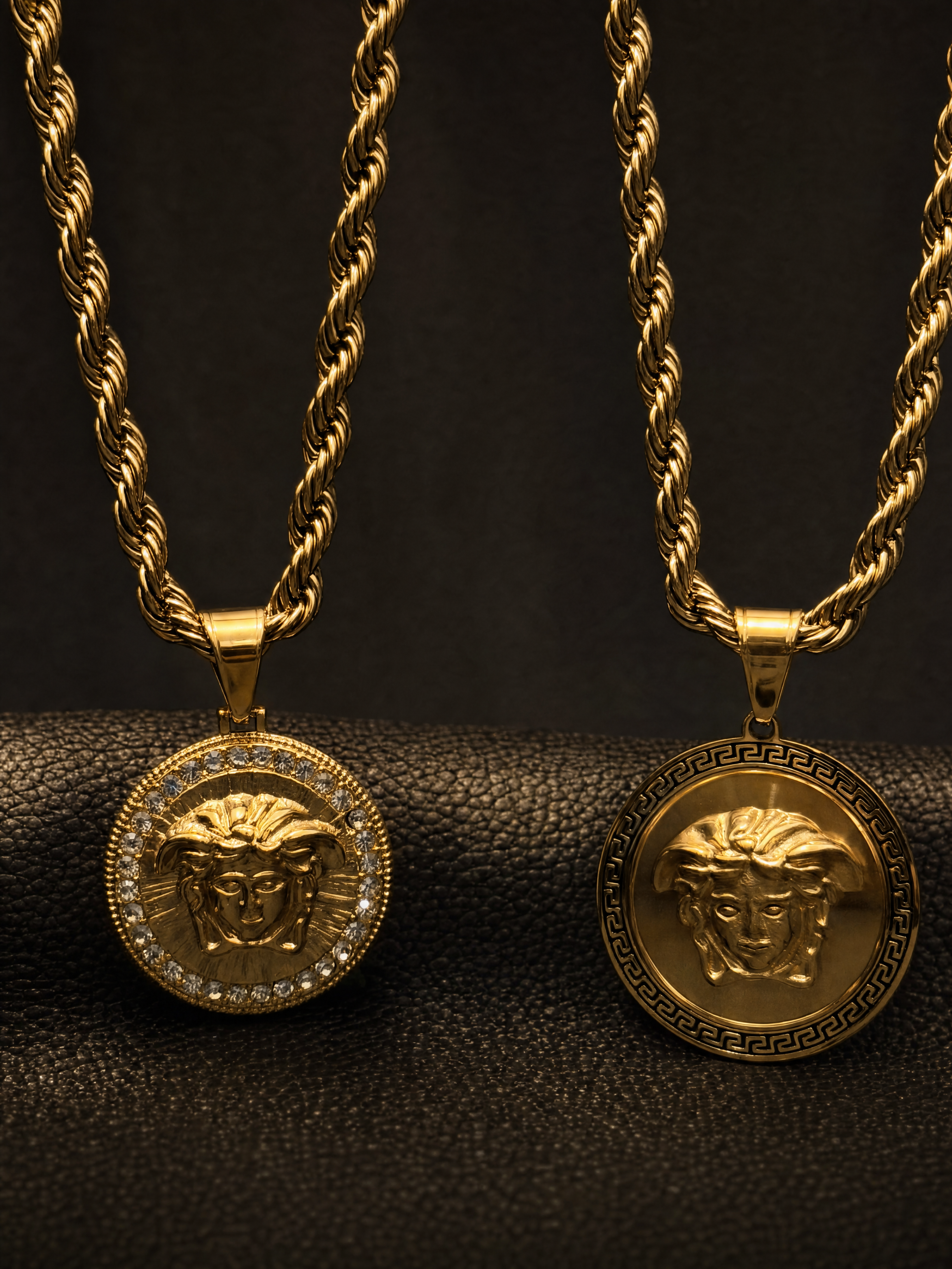 Gold Filled Medusa Pendant On A 6mm Rope Chain