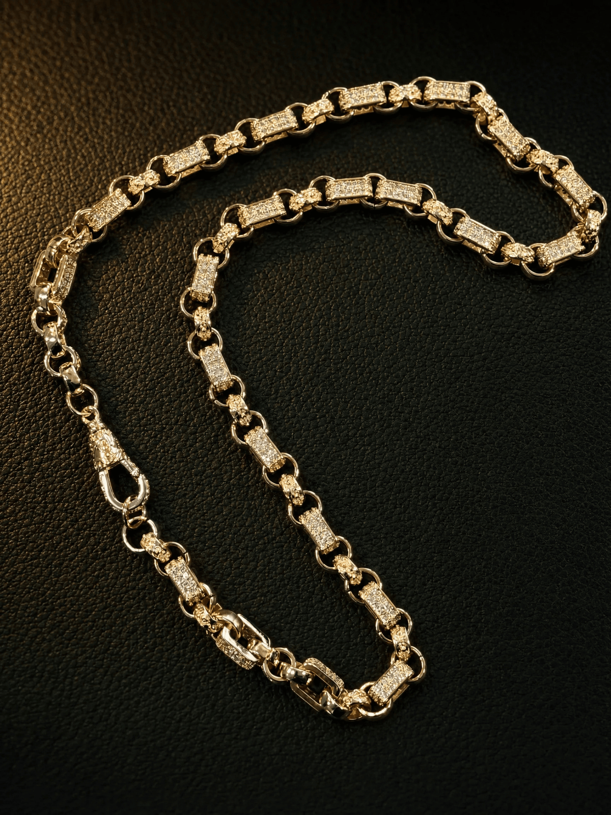 White Gold Filled Diamond Gypsy Link Belcher Chain 10mm