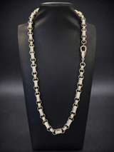 Kids Diamond Gypsy Link Belcher Chain 10mm - White Gold Filled 9ct