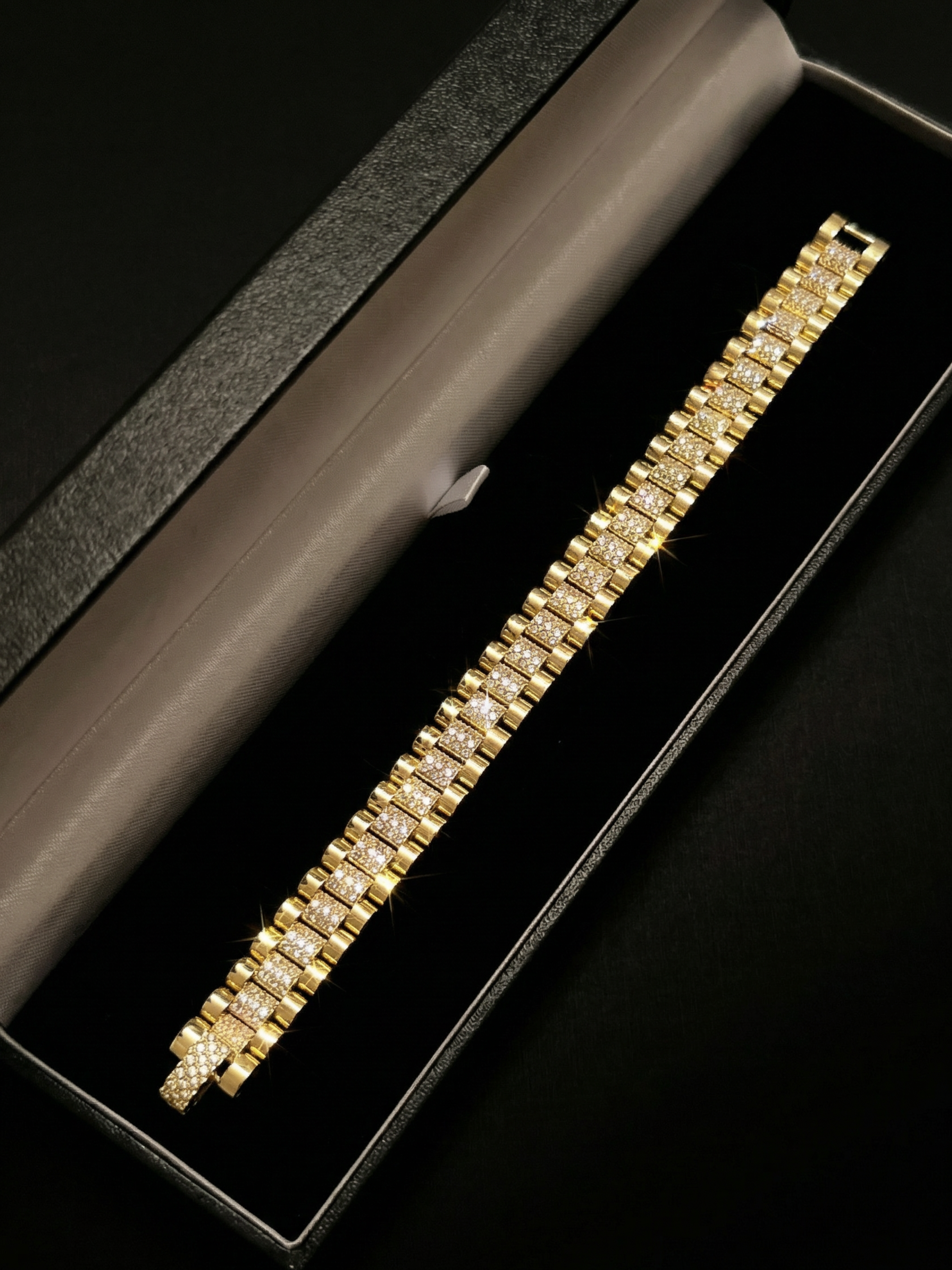 🎁 Gold Filled Diamond Presidential Bracelet 10mm Multi-colour (100% off)