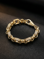 Yellow Gold Filled Diamond Gypsy Link Belcher Bracelet 10mm