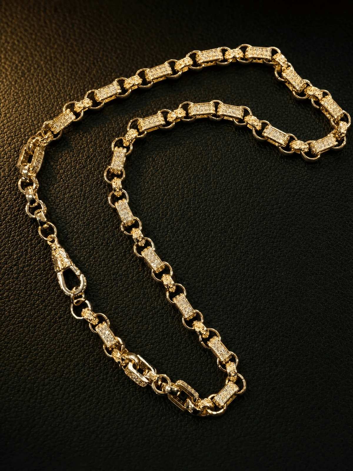 9ct Gold Filled Diamond Gypsy Link Belcher Chain 10mm