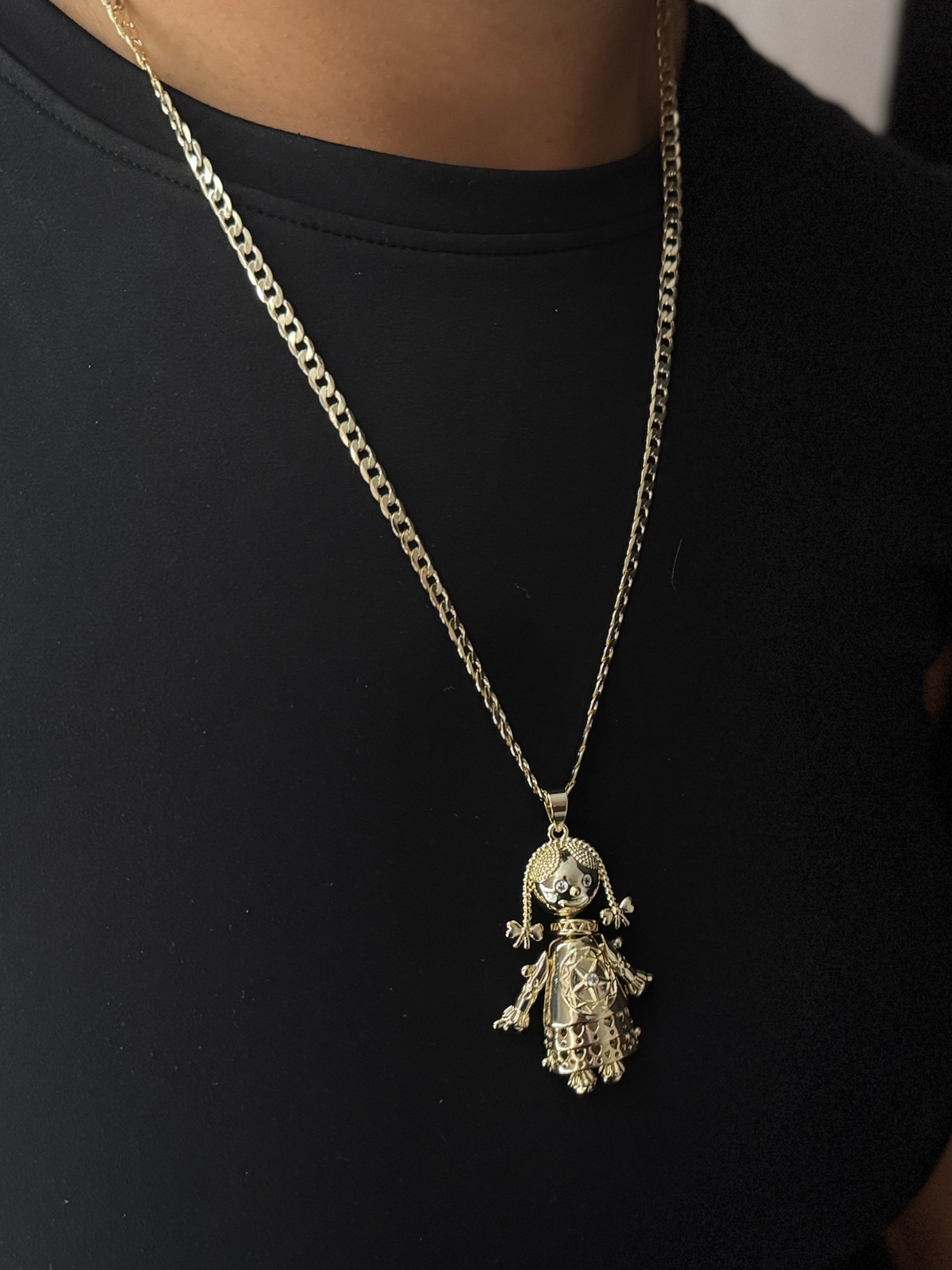 Gold Filled RagDoll Pendant On 4mm Curb Chain