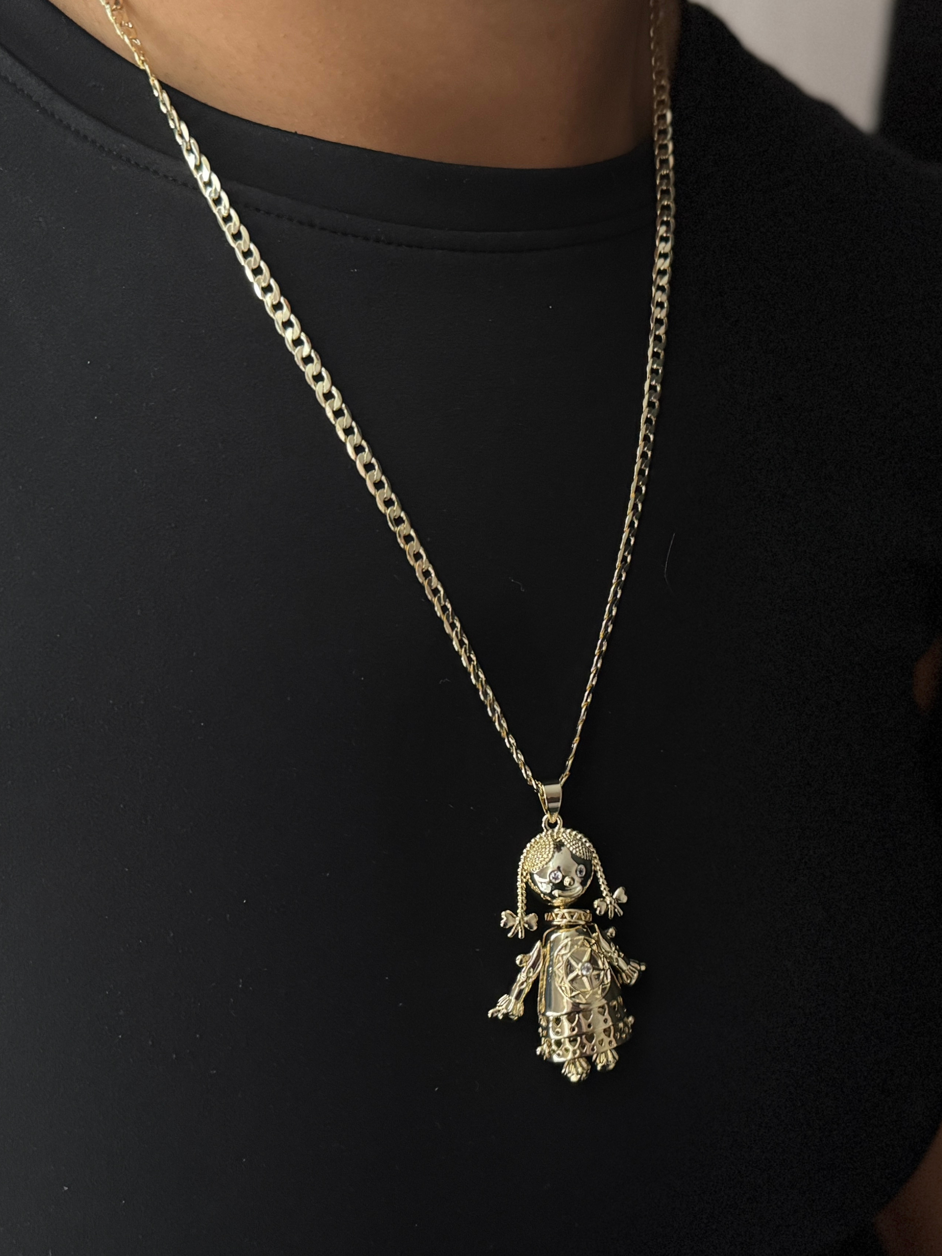 🎁 Gold Filled RagDoll Pendant On 4mm Curb Chain (100% off)